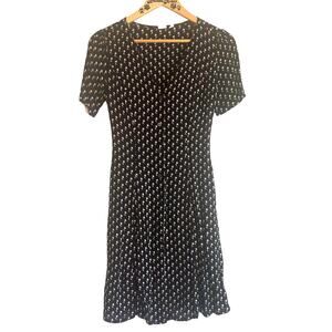 Gap Black Geo Tea dress Button Up Boho Dress Cottage Core 00 / 02 xsmall